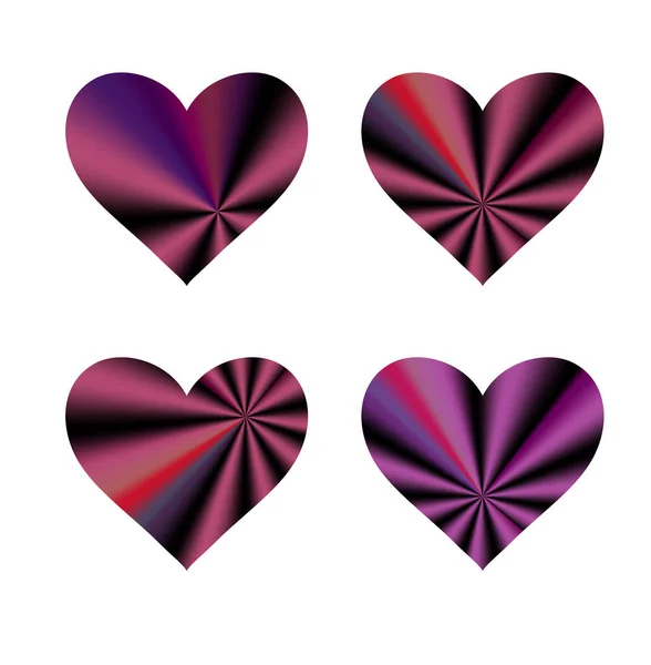 Set di adesivi ologrammi cuore rosso. Elemento vettoriale, segno, icona, simbolo per San Valentino — Vettoriale Stock