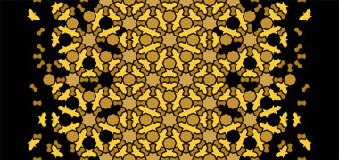 Arabesk vektörü kusursuz desen. Siyah ve altın renginde parçalanmış geometrik yarım ton dokusu. Lüks, zengin Arap dokusu