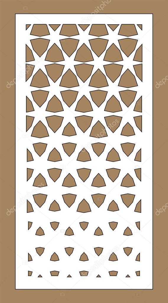 Arabesque vector gradient panel. Laser cutting. Template for interior partition in arabic style. Laser cut screen, panel