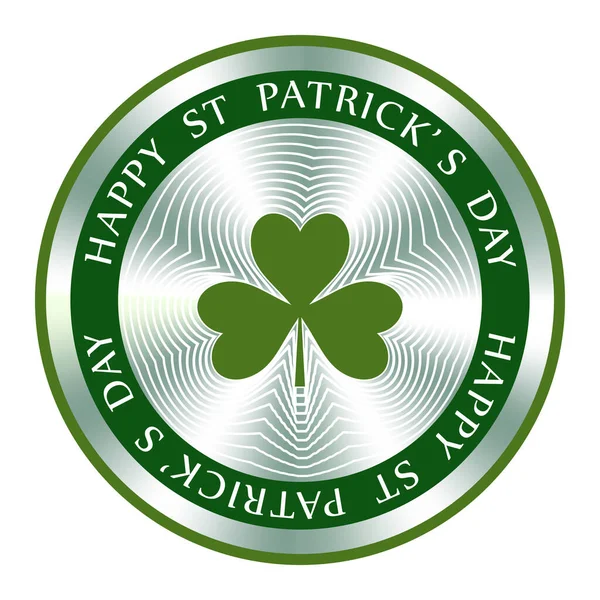 Joyeux badge St. Patrick s Day. Signe rond d'hologramme pour la conception d'étiquette et le marketing national. Patrick s icône vectorielle Jour — Image vectorielle