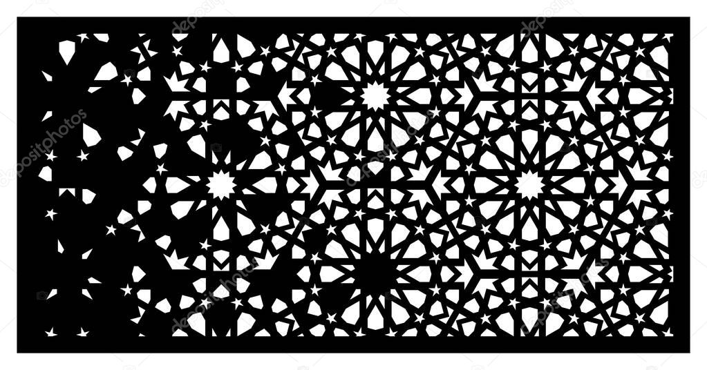 Arabesque vector panel. Laser cutting. Template for interior partition in arabic style. Arabesque cnc screen, panel