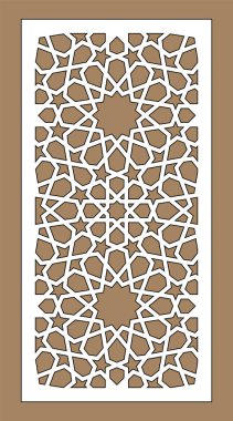 Arabesk vektör paneli. Lazer kesimi. Arap tarzında iç bölünme şablonu. Arabesk cnc ekranı, panel