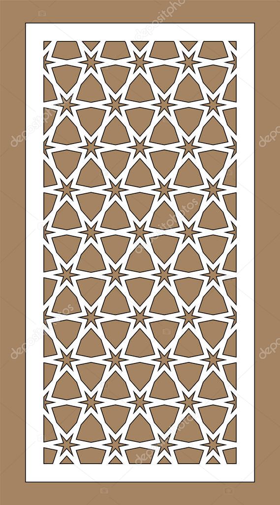 Laser pattern. Decorative vector panels for laser cutting. Template for interior partition in arabesque style. Vector laser pattern