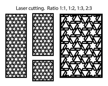 Lazer deseni. Lazer kesimi için dekoratif vektör panelleri. Arabesk tarzında iç bölünme şablonu. Vektör lazer deseni