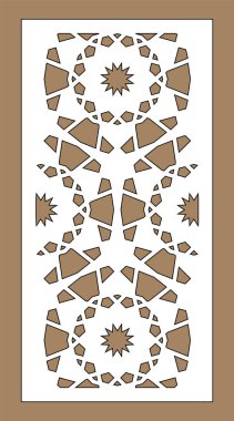 Arabesk vektör paneli. Lazer kesimi. Arap tarzında iç bölünme şablonu. Arabesk cnc ekranı, panel