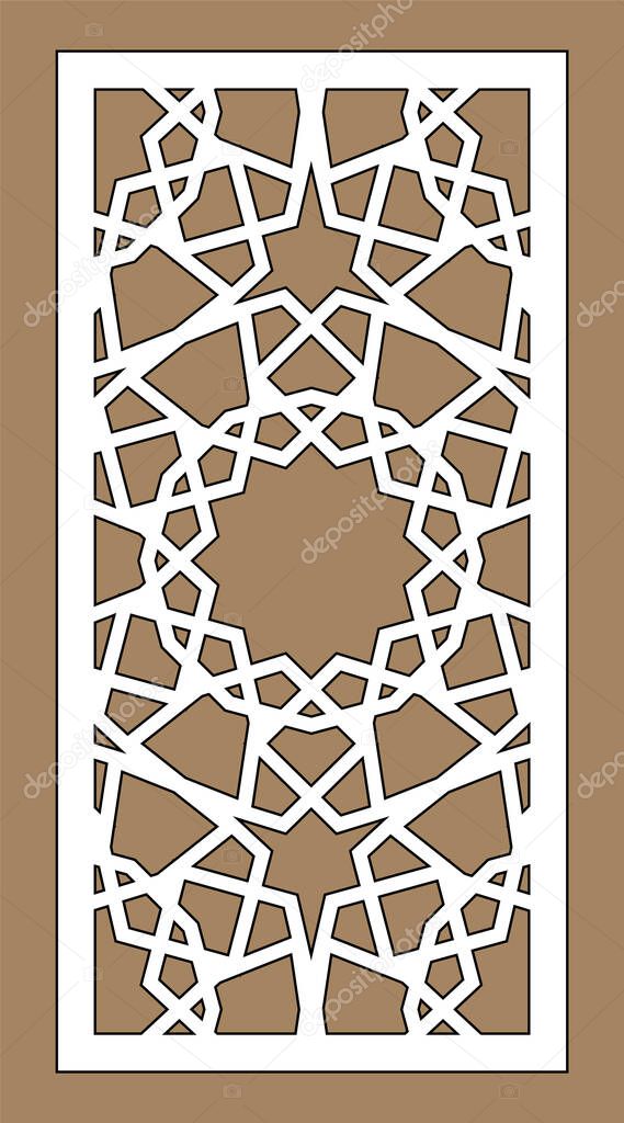 Arabic islamic decorative wall, screen, panel pattern with stars. Vector template. Decorative vector panels for laser cutting. Template for interior partition in arabesque style