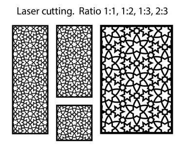 Lazer kesme vektör paneli şablonu. Cnc dekor deseni, jali tasarımı, iç bölüm. İslam, Arap lazer kesme şablonu