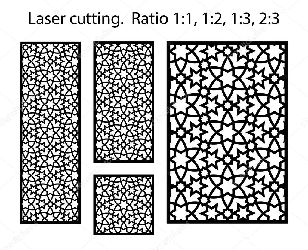 Laser cutting vector panel template. Cnc decor pattern, jali design, interior partition. Islamic,arabic laser cutting pattern