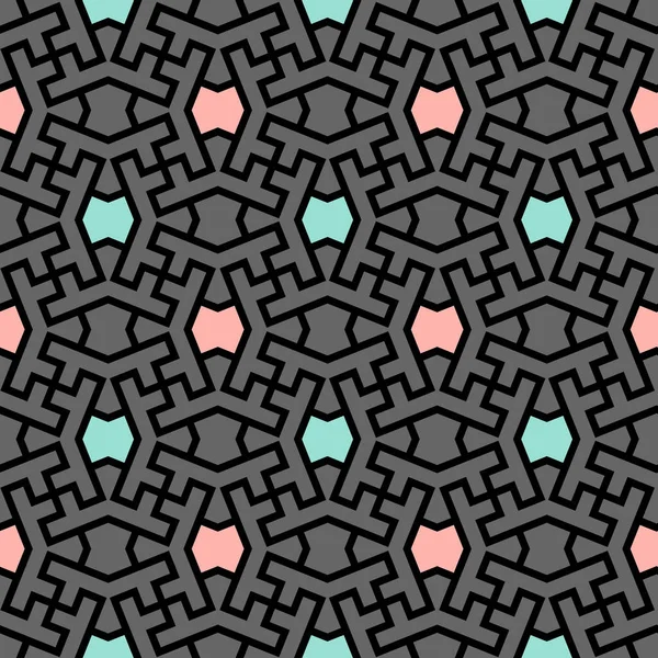 イランのカラーミックスベクトルパターン。ファブリックデザイン、布、織物のためのシームレスな幾何学的な繰り返しテクスチャ — ストックベクタ