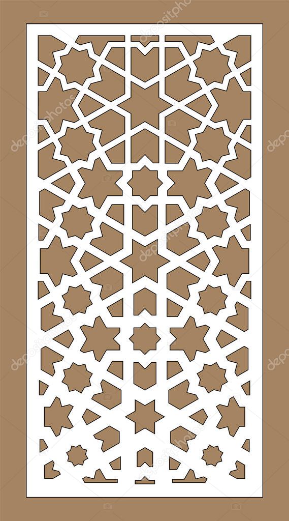 Laser cutting. Arabesque decorative vector panel. Template for interior partition in arabic style. Laser cutting design