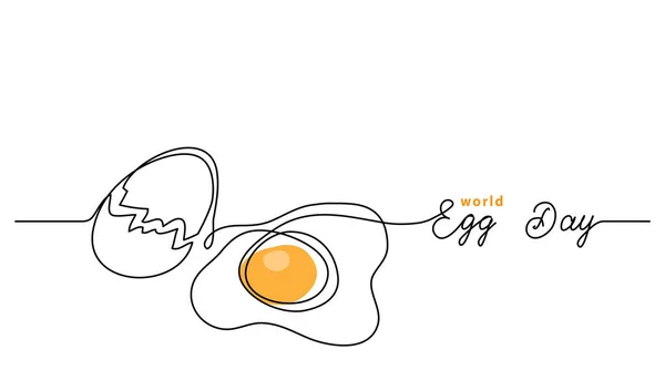 Journée mondiale des œufs simple bannière web, fond. Un dessin en ligne continue avec texte Egg Day — Image vectorielle