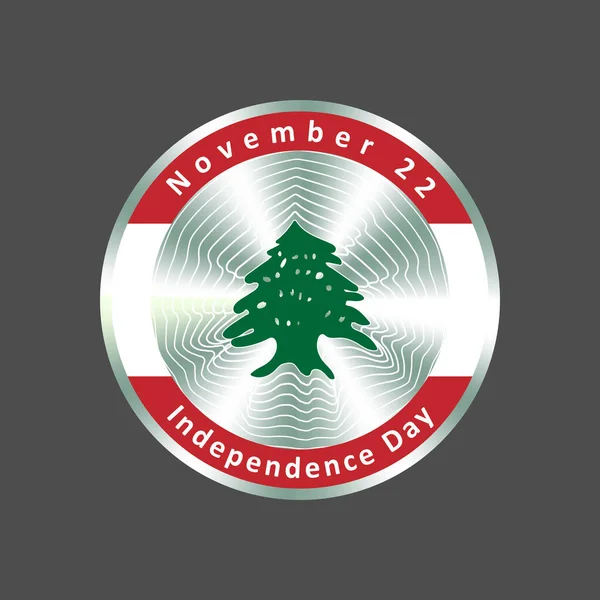 Libanés Día de la Independencia de metal, bandera s insignia de color. 22 de noviembre, día nacional del Líbano — Vector de stock