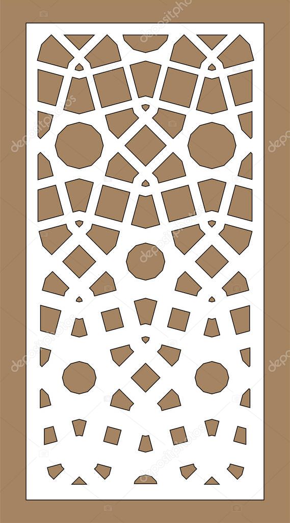 Cnc geometric template. Ratio 1 to 2. Laser pattern. Room partition screen and vector panel for laser cutting. Modern gradient design