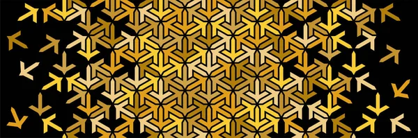 Rico decoração preta dourada com mosaico e desintegração de azulejos. Fronteira geométrica. Padrão vetor islâmico — Vetor de Stock