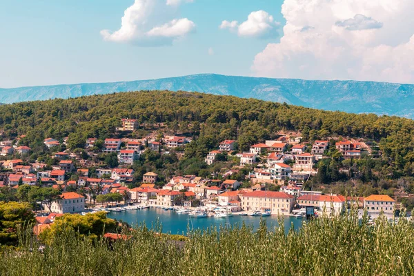 Vista Aérea Ciudad Jelsa Isla Hvar Croacia — Foto de Stock