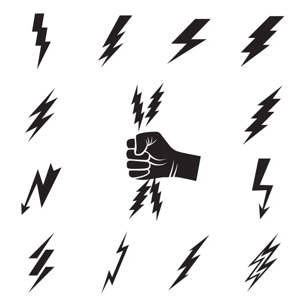 Lightning bolt ikony na białym tle Ilustracja Stockowa