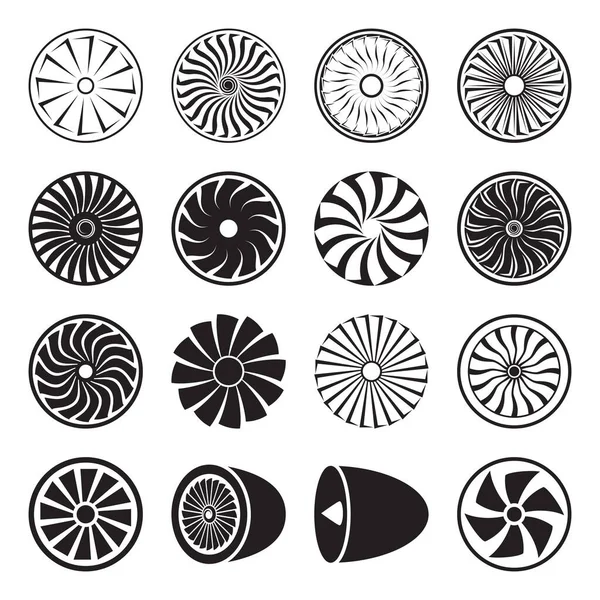 Colección Iconos Turbina Aislados Sobre Fondo Blanco Ilustración Vectorial — Vector de stock