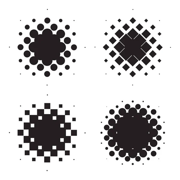 Quatre Cercles Demi Tons Eléments Design Illustration Vectorielle — Image vectorielle