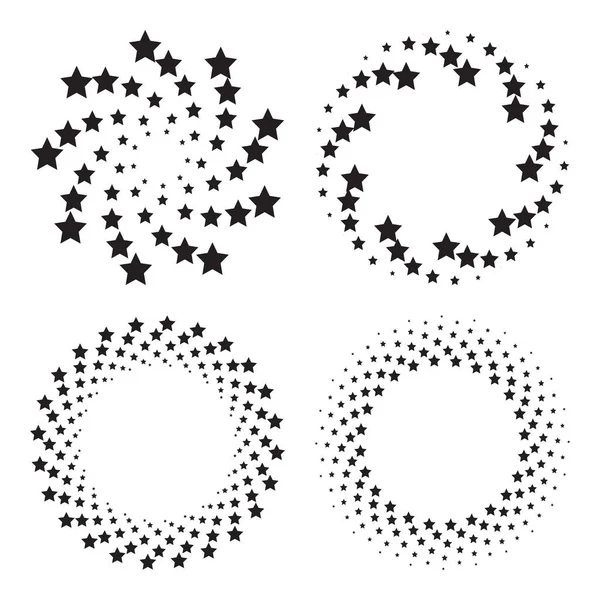 Cuatro Círculos Semitonos Estrellas Espiral Retorcida Elementos Diseño Ilustración Vectorial — Archivo Imágenes Vectoriales