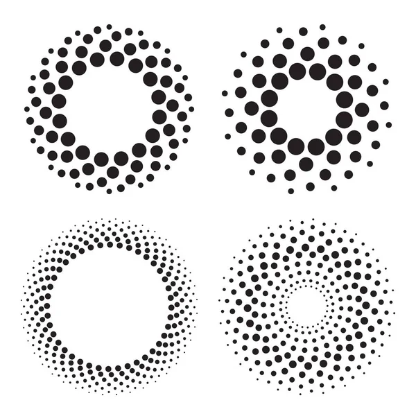 Quatre Cercles Demi Tons Points Eléments Design Illustration Vectorielle — Image vectorielle