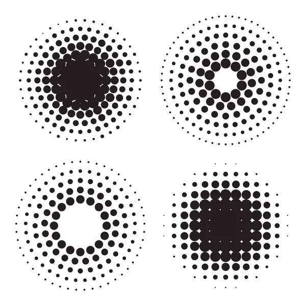 Τέσσερις Ημικυκλικοί Κύκλοι Κουκίδων Στοιχεία Σχεδιασμού Εικονογράφηση Διανύσματος — Διανυσματικό Αρχείο