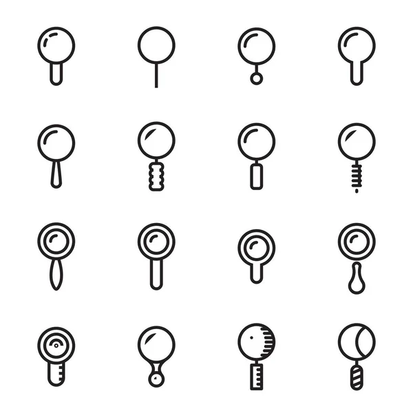 Magnifier Icons Linear Vector Illustration — Stock Vector