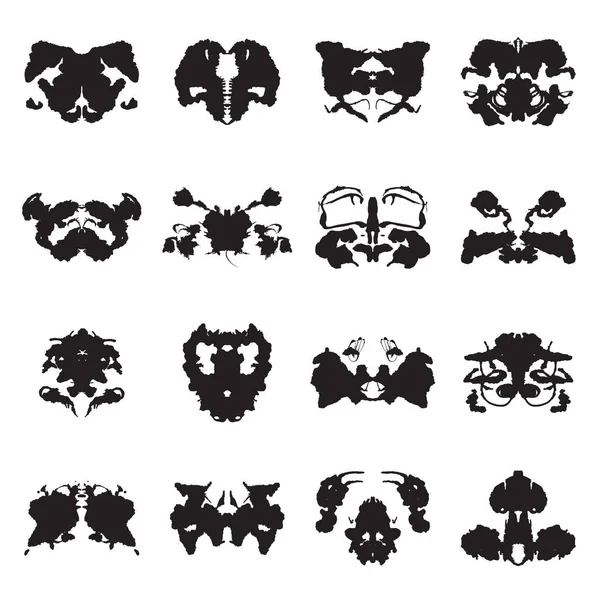 Raccolta Inchiostri Test Rorschach Illustrazione Vettoriale — Vettoriale Stock