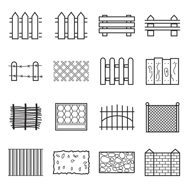 Set Van Verschil Hek Pictogrammen Geïsoleerd Een Witte Achtergrond Vectorillustratie — Stockvector