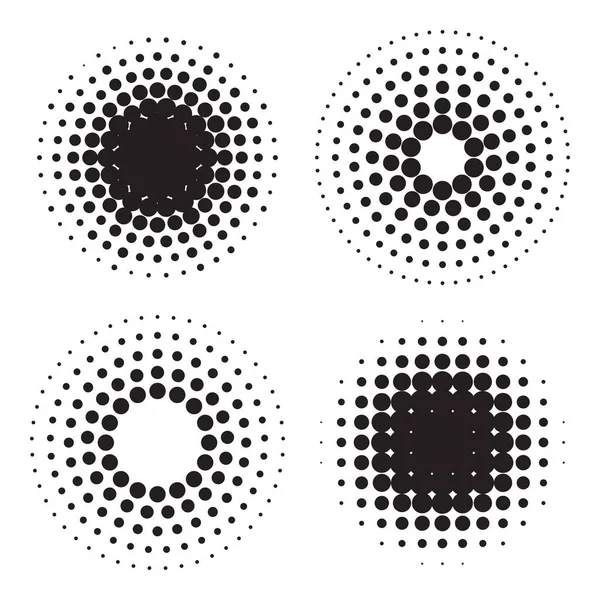 Quatre Cercles Demi Tons Points Eléments Design Illustration Vectorielle Graphismes Vectoriels