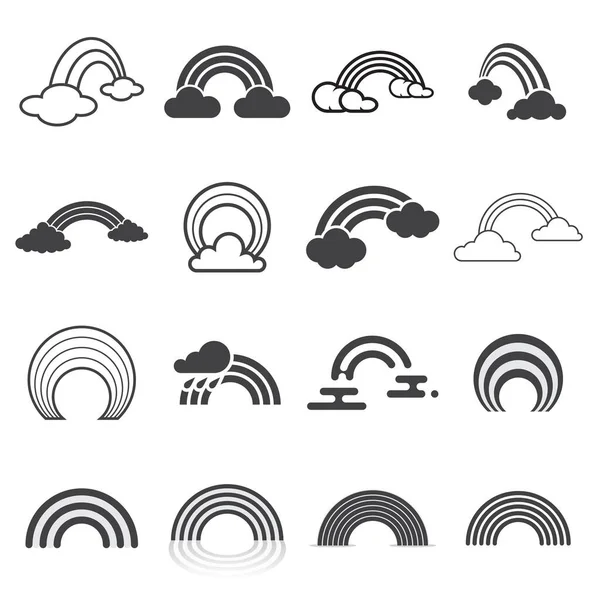 Ikony Duhy Různých Duhových Symbolů Izolovaných Bílém Pozadí Vektorová Ilustrace Vektorová Grafika
