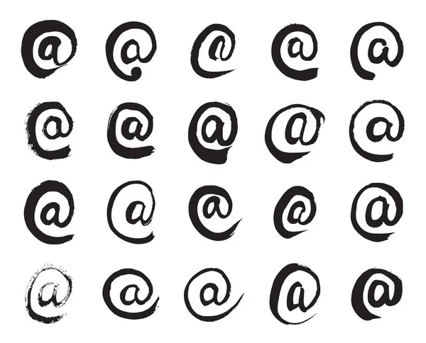 Signs Collection Black Hand Painted Mail Symbols Isolated White Background — Stock Vector