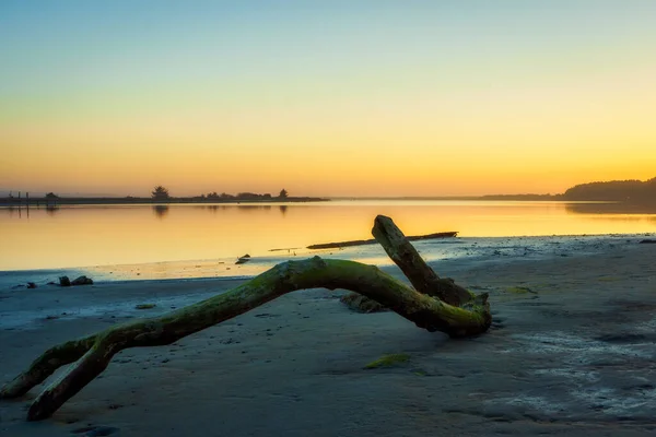 На березі річки Коквіль (Бандон, штат Орегон) під час заходу сонця з дерев "яної плити.. — стокове фото