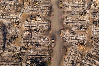 Burned mobile home park in Phoenix Talent Medford Oregon area clipart