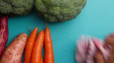 Preparing fresh vegetables for cooking