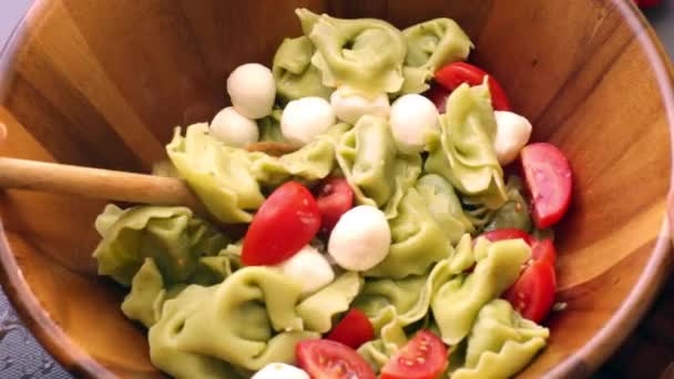 Chef Preparing Delicious Italian Pasta Lunch Kitchen — Stock Video
