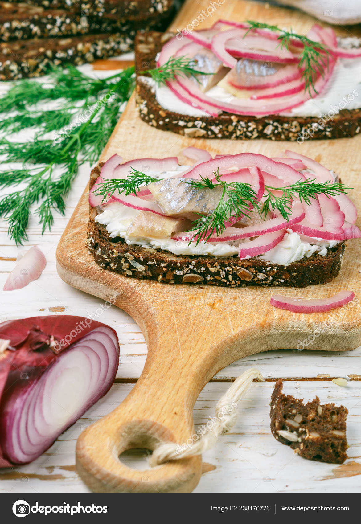 Open Sandwich Salted Fish Herring Mackerel Cottage Cheese Ricotta