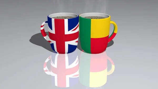 United Kingdom Benin Relationship Conflict Pair Coffee Cups Editorial Commercial — Stock Photo, Image