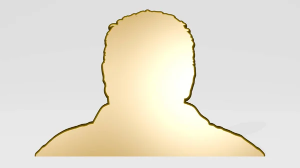Männerkopf Hergestellt Durch Illustration Einer Metallisch Glänzenden Skulptur Einer Wand — Stockfoto