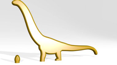 Duvardaki bir perspektiften DINOSAUR VS Man. Üç boyutlu metalik malzemelerden yapılmış kalın bir heykel.