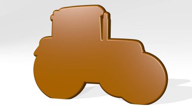 TrACTOR, ışık arkaplanı olan parlak metalik bir heykelin üç boyutlu bir çizimi tarafından yapıldı.