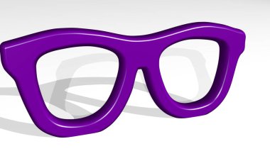 Işık arkaplanlı bir duvarda parlayan metalik bir heykelin üç boyutlu çiziminden oluşan göz kapakları