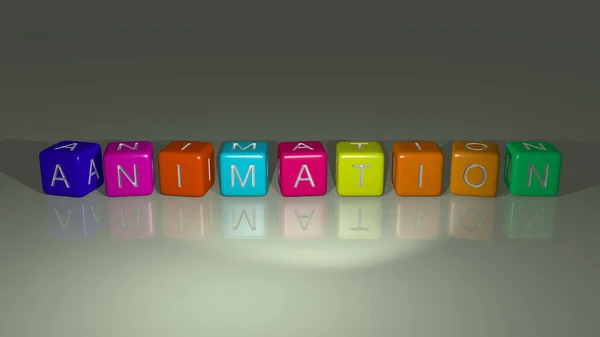 Konseptin Ilgili Anlamları Için Zar Harfleri Renk Geçişleriyle Birleştirilmiş Animation — Stok fotoğraf