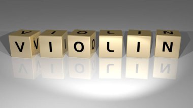 Keman, konseptin ilgili anlamları için altın zar harfleri ve renk geçişi ile yapılır.