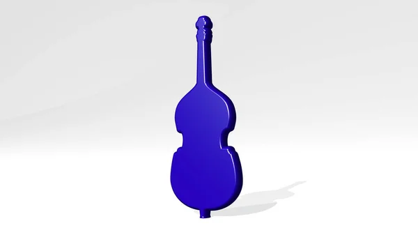 Violin Perspective Wall Thick Sculpture Made Metallic Materials Rendering — Stock Photo, Image