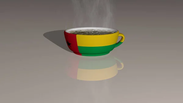 Guinea Bissau Auf Einer Tasse Heißen Kaffees Einer Illustration Mit — Stockfoto