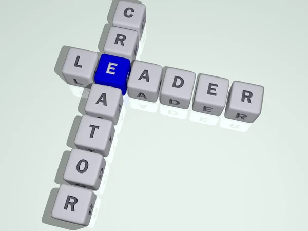 Crucigramas Leader Creator Dispuestos Por Letras Cúbicas Piso Espejo Concepto — Foto de Stock