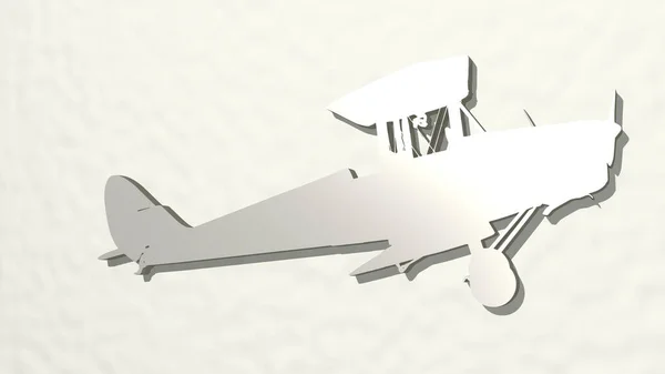 Klasické Letadlo Perspektivy Stěně Silná Plastika Kovových Materiálů Vykreslování — Stock fotografie