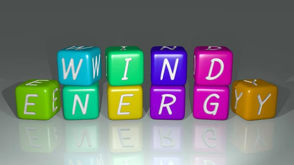 Energía Del Viento Combinada Por Letras Dados Cruce Color Para — Foto de Stock