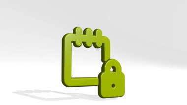 Işık arkaplanı olan bir duvarda parlayan metalik bir heykelin 3 boyutlu çizimi ile yapıldı.