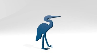 Duvardaki bir perspektiften. Üç boyutlu metalik malzemelerden yapılmış kalın bir heykel.